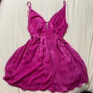 Free People Fuchsia Pink Cocktail Dress Plunge